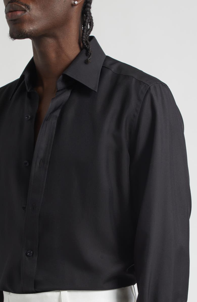 TOM FORD Classic Fit Washed Drapey Twill Button-Up Shirt, Alternate, color, Black