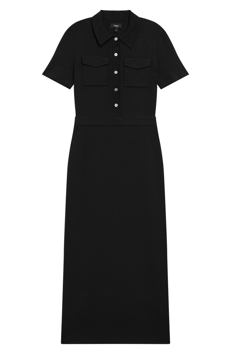 Theory Button Front Mixed Media Crepe Dress, Alternate, color,