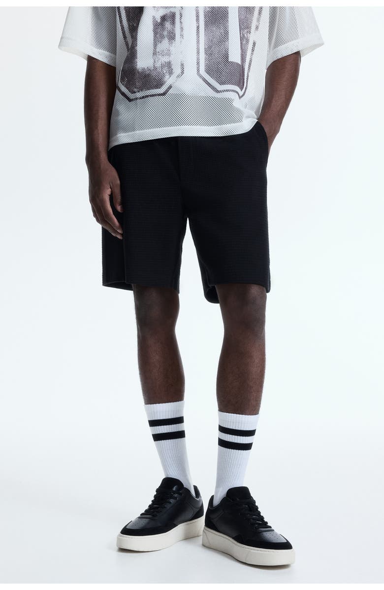 H&M Textured Jersey Shorts, Alternate, color, Black