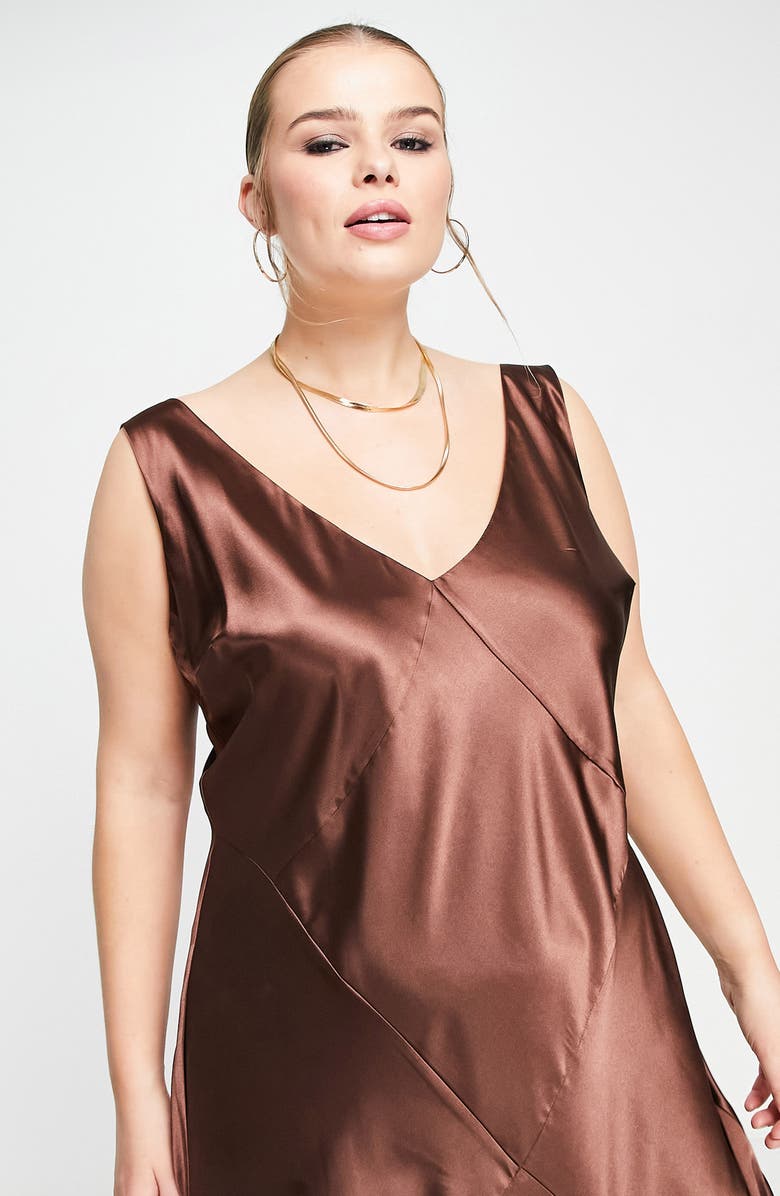 ASOS DESIGN Curve Satin Maxi Slipdress, Alternate, color,