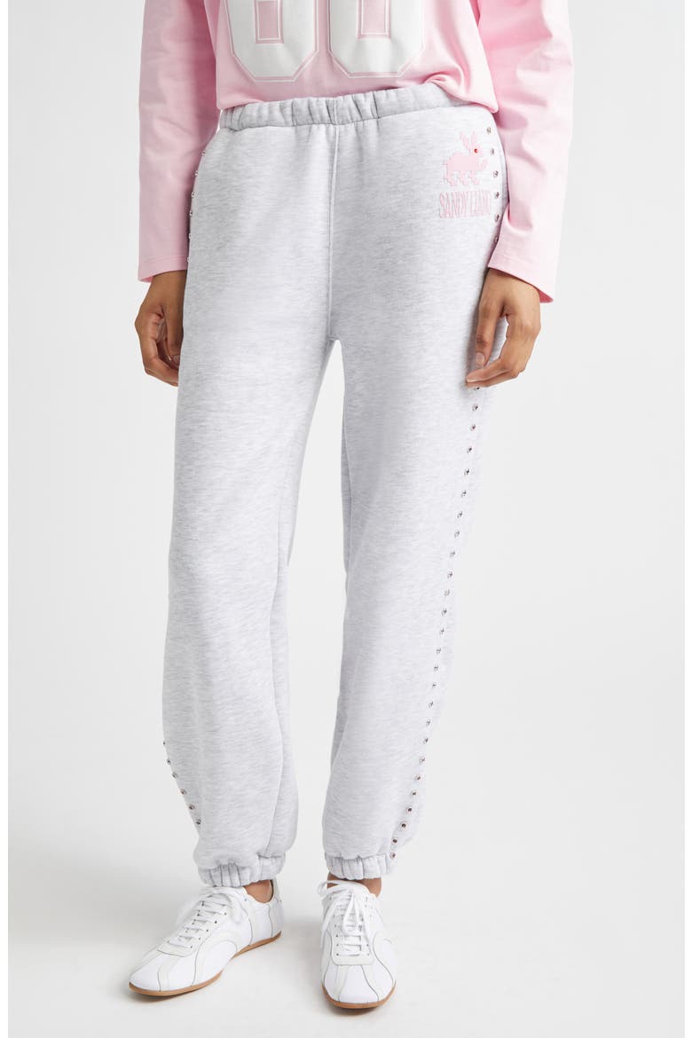 Lucius Terminator Bunny Crystal Embellished Graphic Sweatpants, Main, color, HEATHER GREY