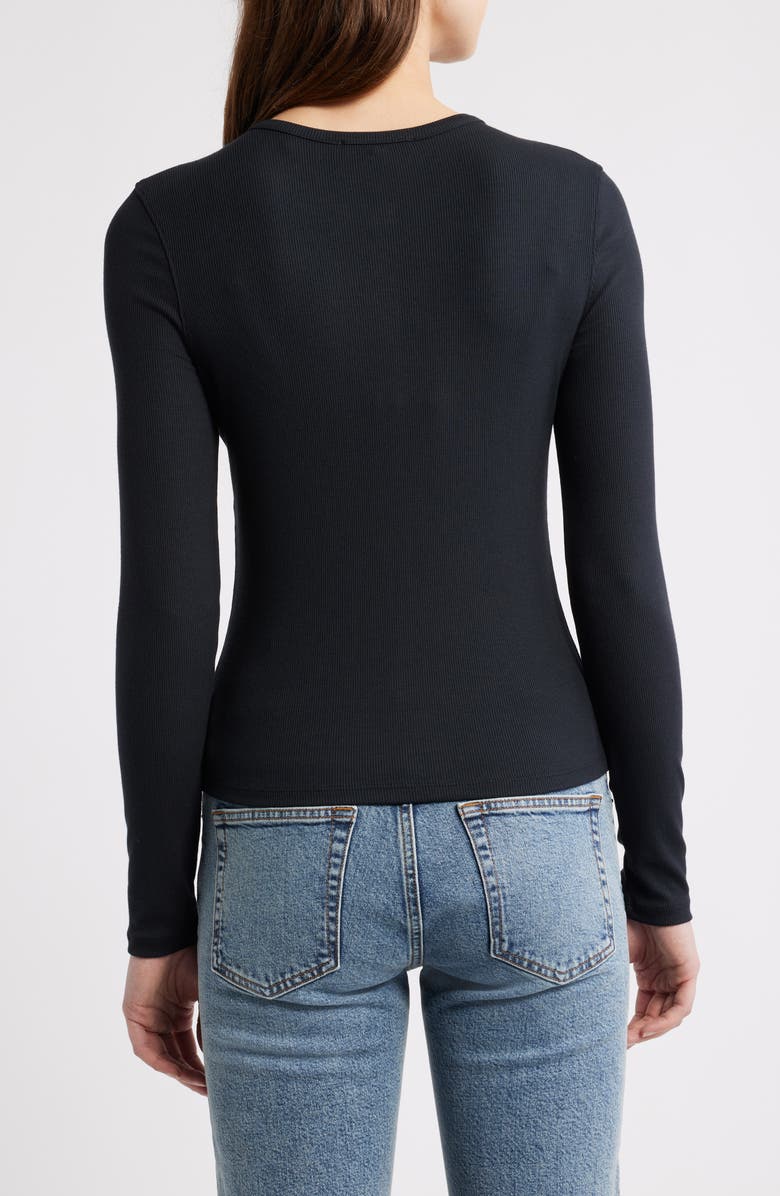 FRAME The Rib Splay Stretch Modal Cardigan, Alternate, color, Black