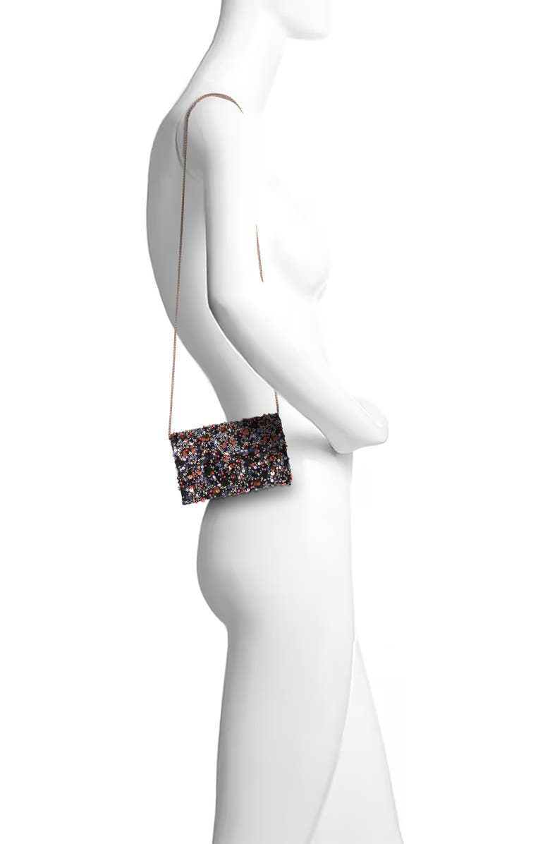 Jewel Badgley Mischka Aurora Beaded Mini Trapezoid Clutch, Alternate, color, Black