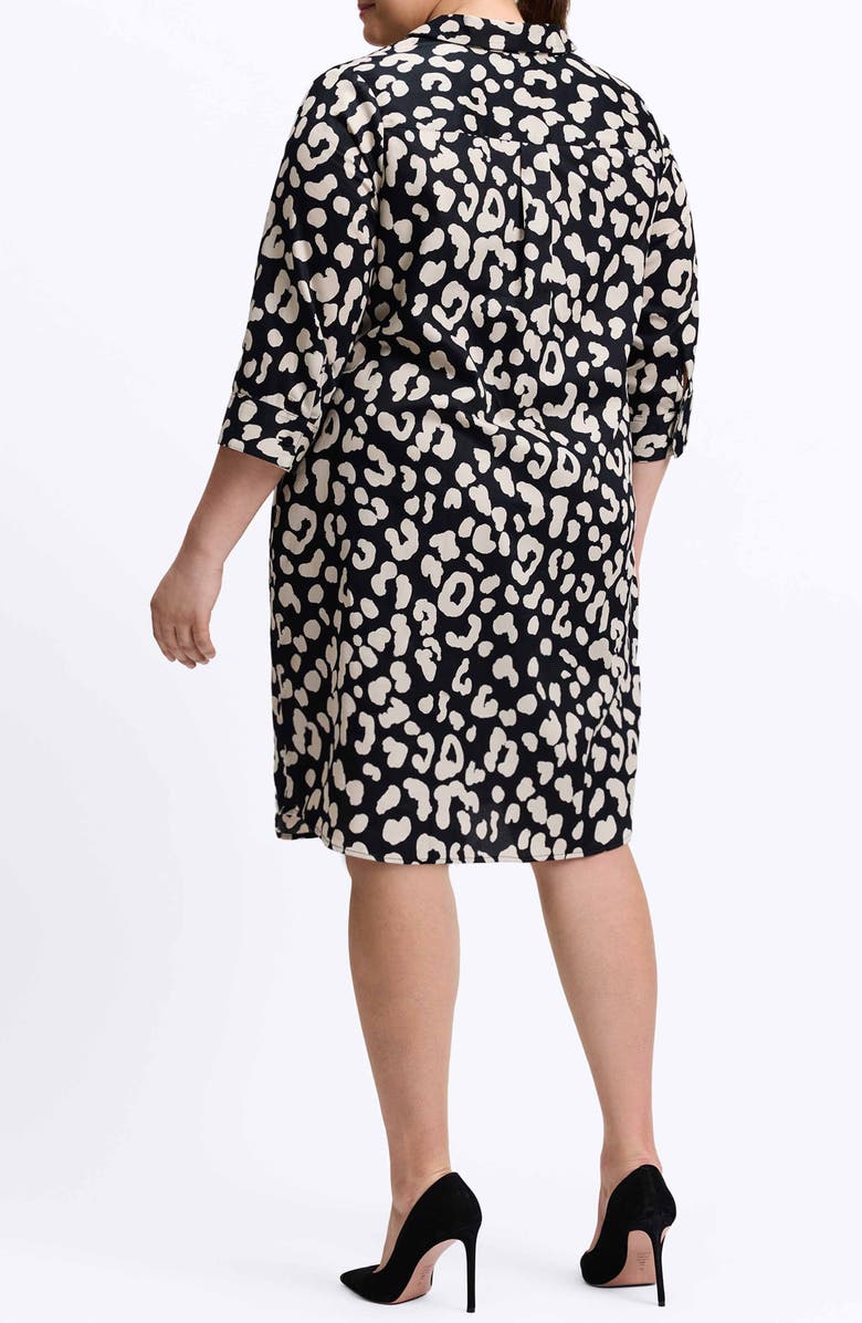 Foxcroft Sloane Animal Print Popover Shirtdress, Alternate, color, Gray