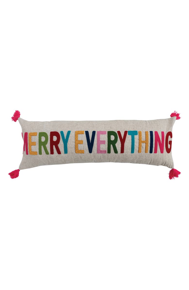 Creative Co-Op Merry Everything Lumbar Accent Pillow, Main, color, Grey Multicolor