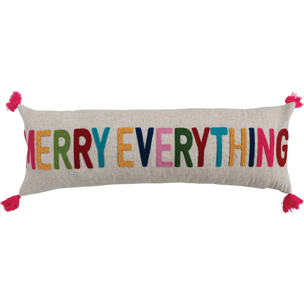 Creative Co-op Merry Everything Lumbar Accent Pillow In Gray