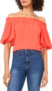 Vince Camuto Print Off the Shoulder Puff Sleeve Top