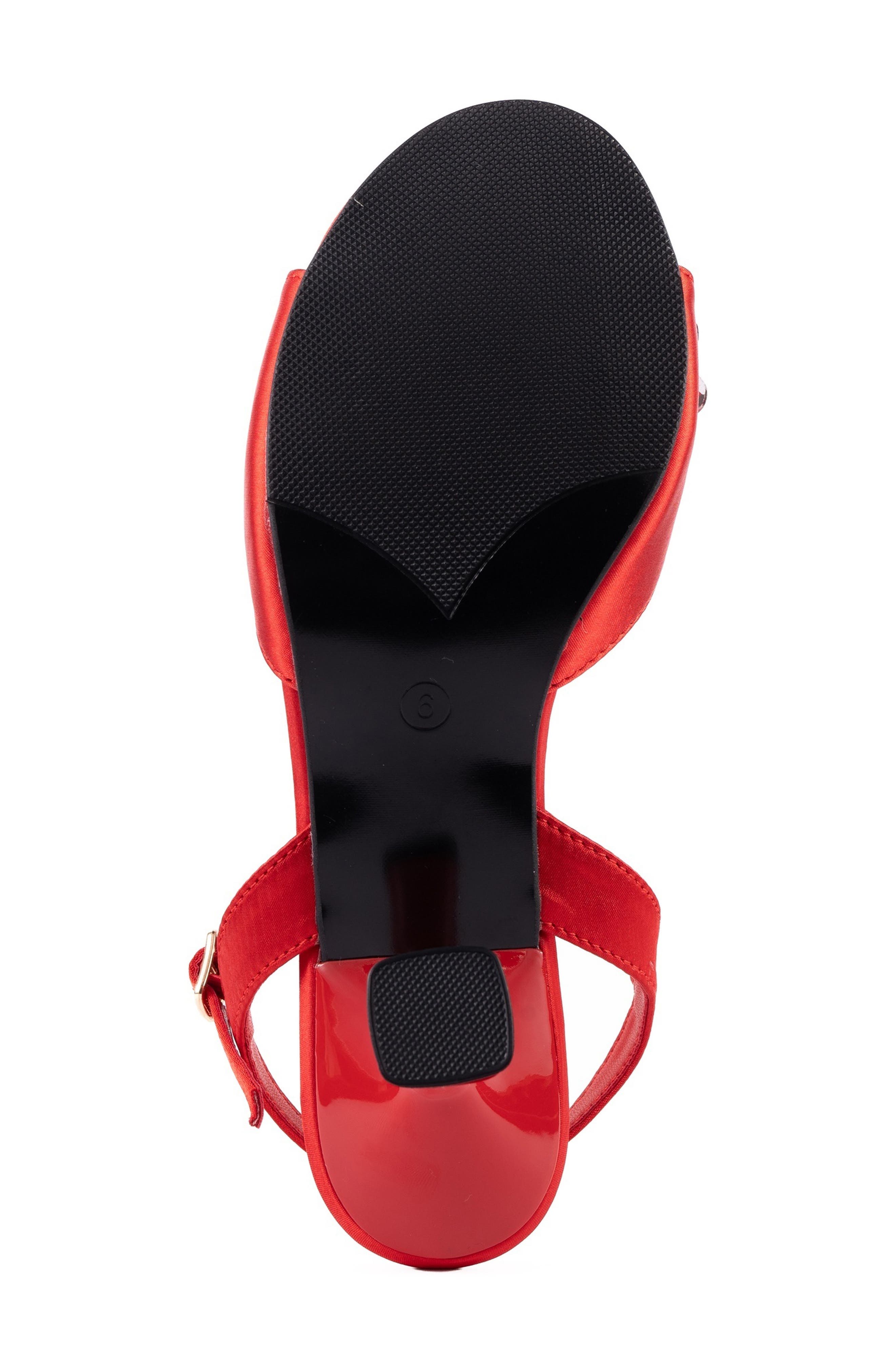 Liz Floral Crystal Sandal, Alternate, color, RED