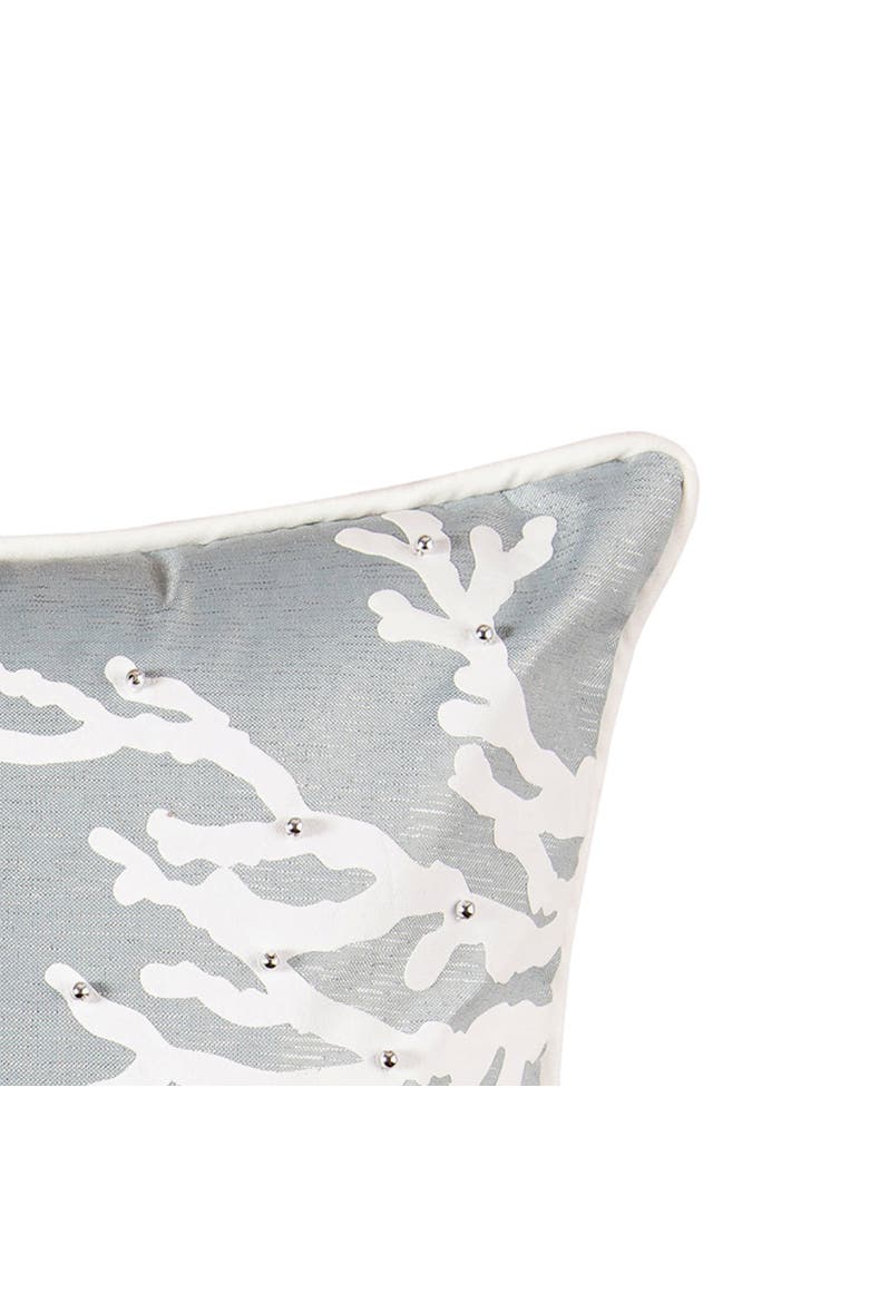 Seafoam Blue Coral Square Embellished Throw Pillow Decor, Alternate, color, Blue