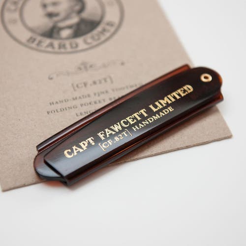 Captain Fawcett Folding Pocket Beard Comb In Brown