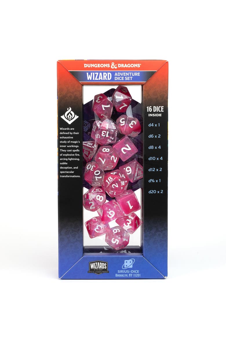 D&D Adventure Dice Wizard Fuchsia, 16Pc Rpg Set, Alternate, color, Pink