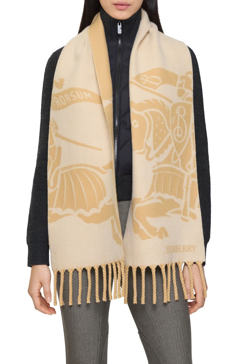 Burberry Reversible EKD Wool Scarf, Main, color, Sand