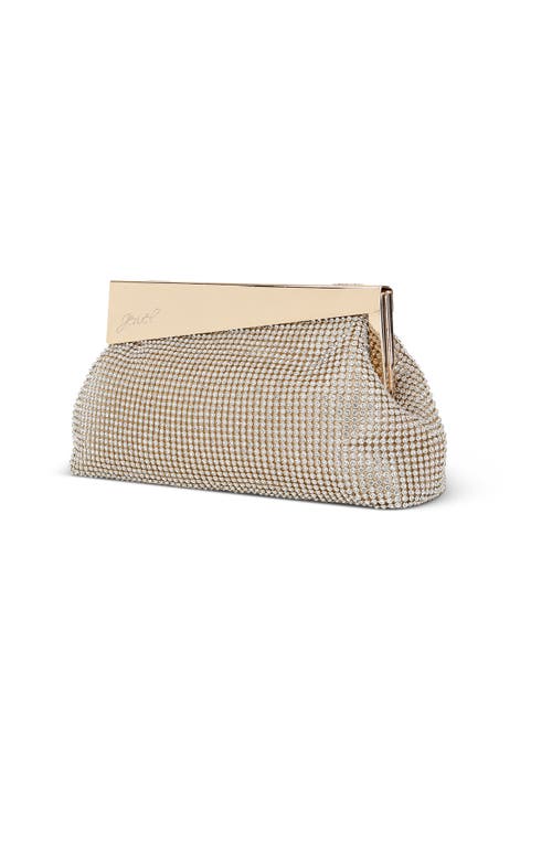 Jewel Badgley Mischka Ivy Asymmetrical Crystal Pouch Clutch In Gold