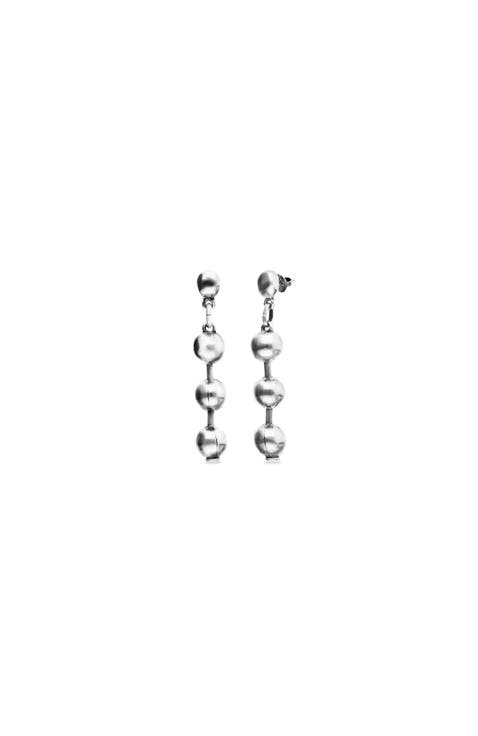 Long Ball Earrings Plated In Sterling Silver