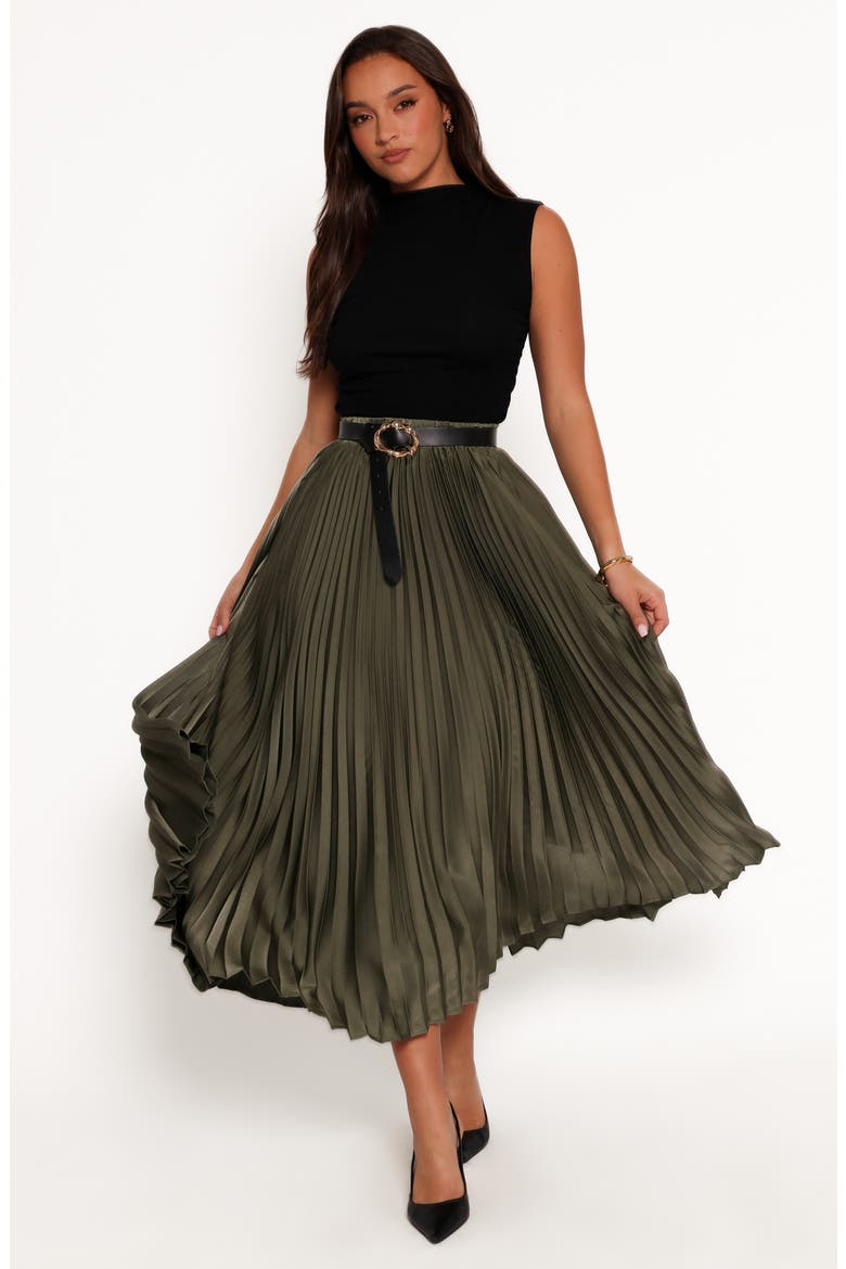 Polina Pleated Maxi Skirt, Alternate, color, OLIVE