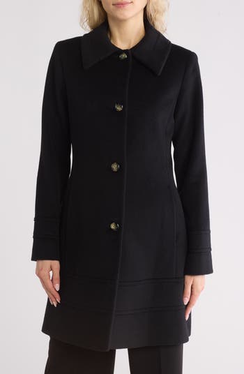 Fleurette Studio wool cashmere blend deals black dress coat