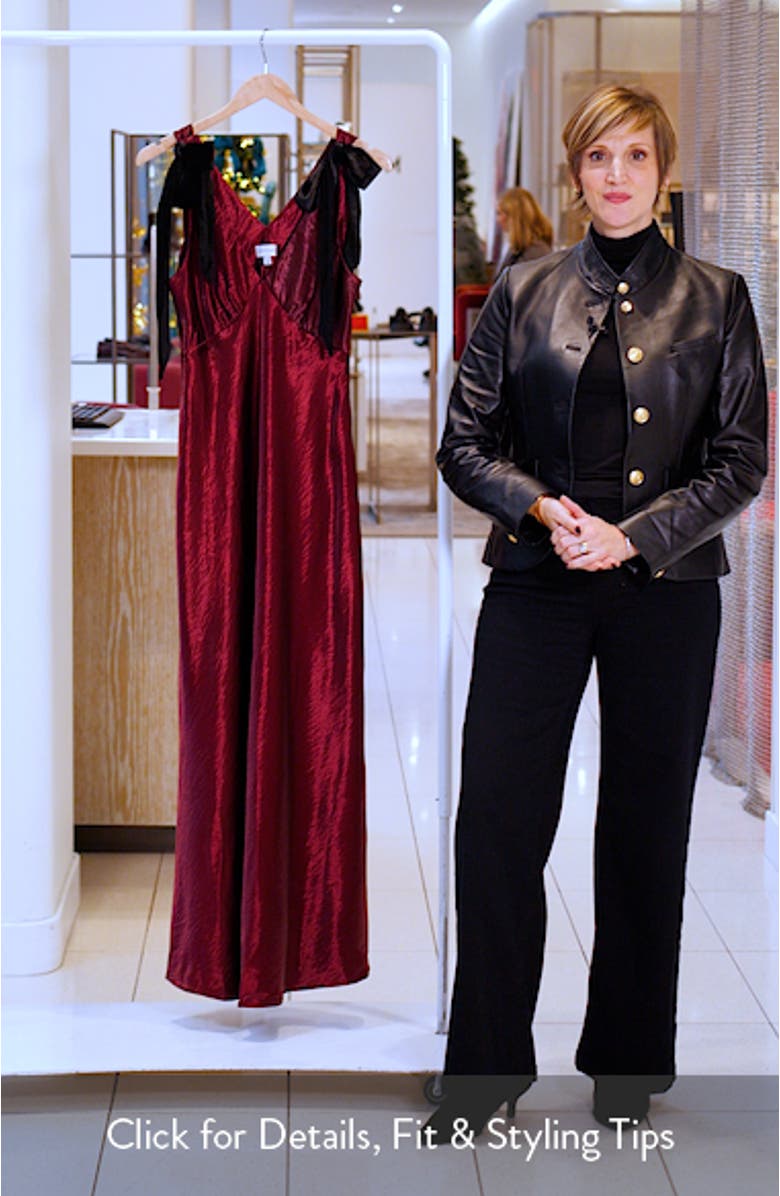 Holly Velvet Tie Hammered Satin Gown, sales video thumbnail