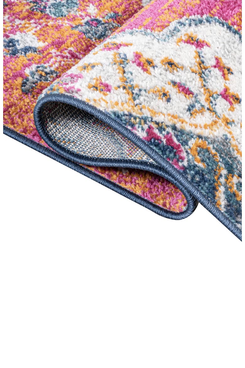 Bohemian FLAIR Boho Vintage Medallion Area Rug, Alternate, color, Fuchsia/White