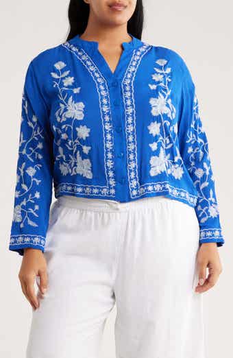 Embroidered Long Sleeve Button-Up Shirt
