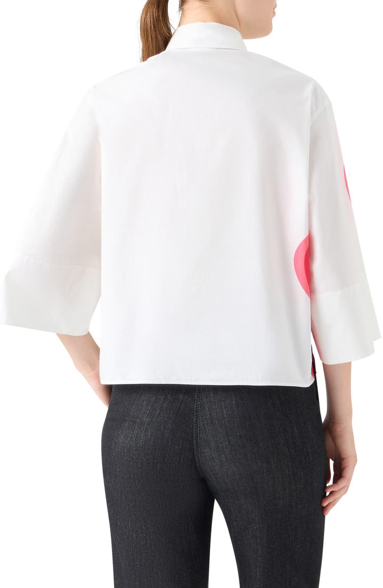 Akris punto Abstract Floral Three Quarter Sleeve Button-Up Shirt, Alternate, color, Cream-Multicolor