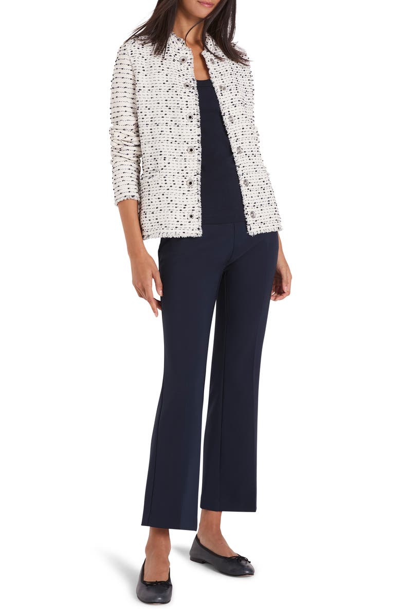 NIC+ZOE Military Weave Fringe Knit Jacket, Alternate, color, Cream Multi