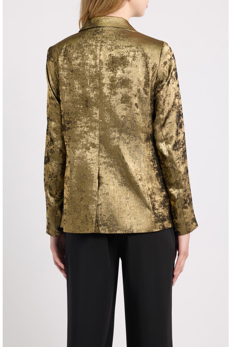 One-Button Metallic Blazer, Alternate, color, ANNE BLACK/ GOLD
