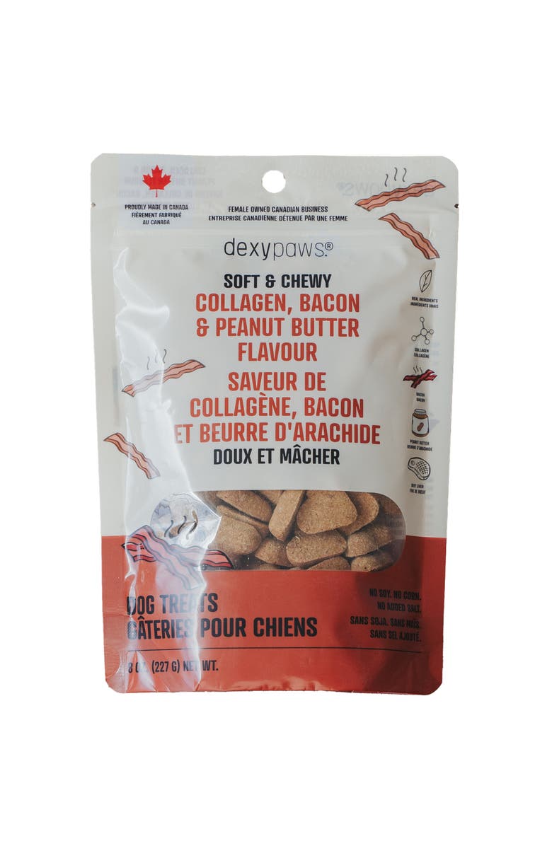 Dexypaws Soft & Chewy, Collagen, Bacon & Peanut Butter, 8oz, Dog Treats, Main, color, Multicolored