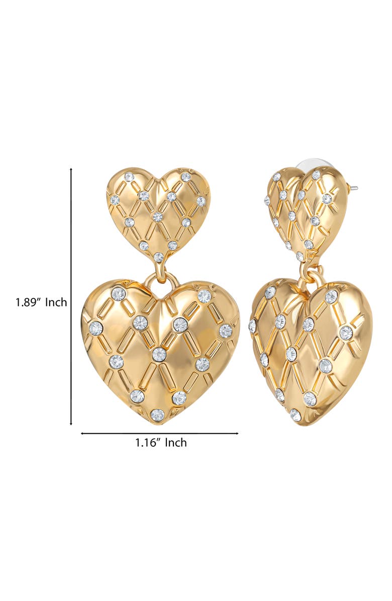 Juicy Couture Double Heart Drop Earrings, Alternate, color, Gold Tone