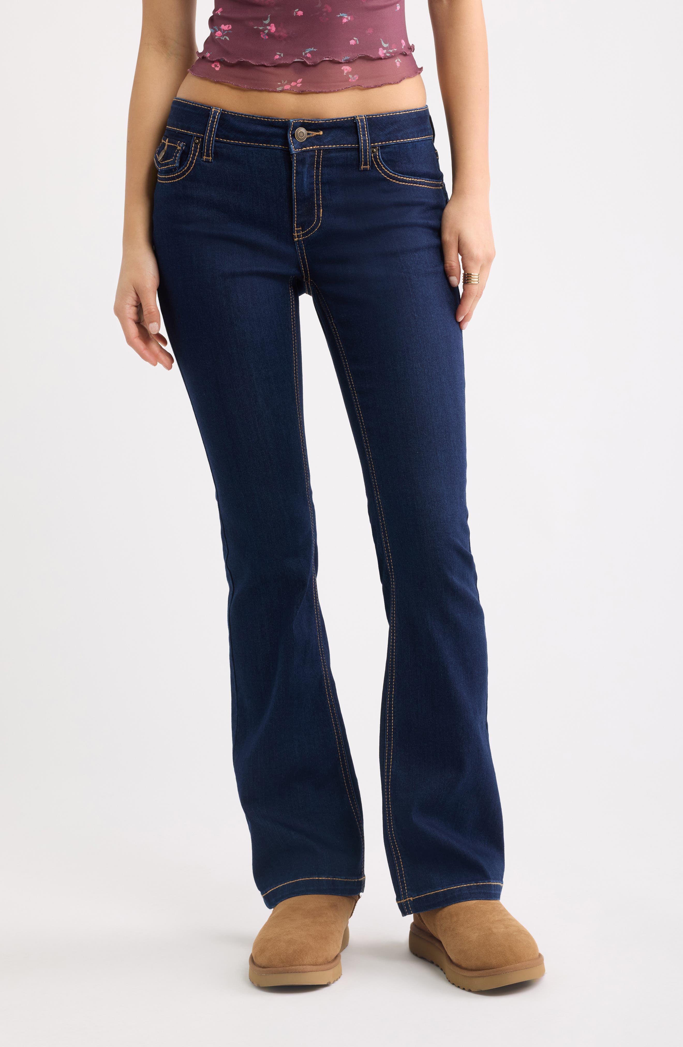 Bp. Embroidered Bootcut Jeans In Highland Wash
