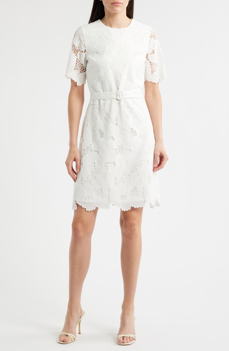 Elie Tahari The Clover Butterfly Lace Dress, Main, color, 