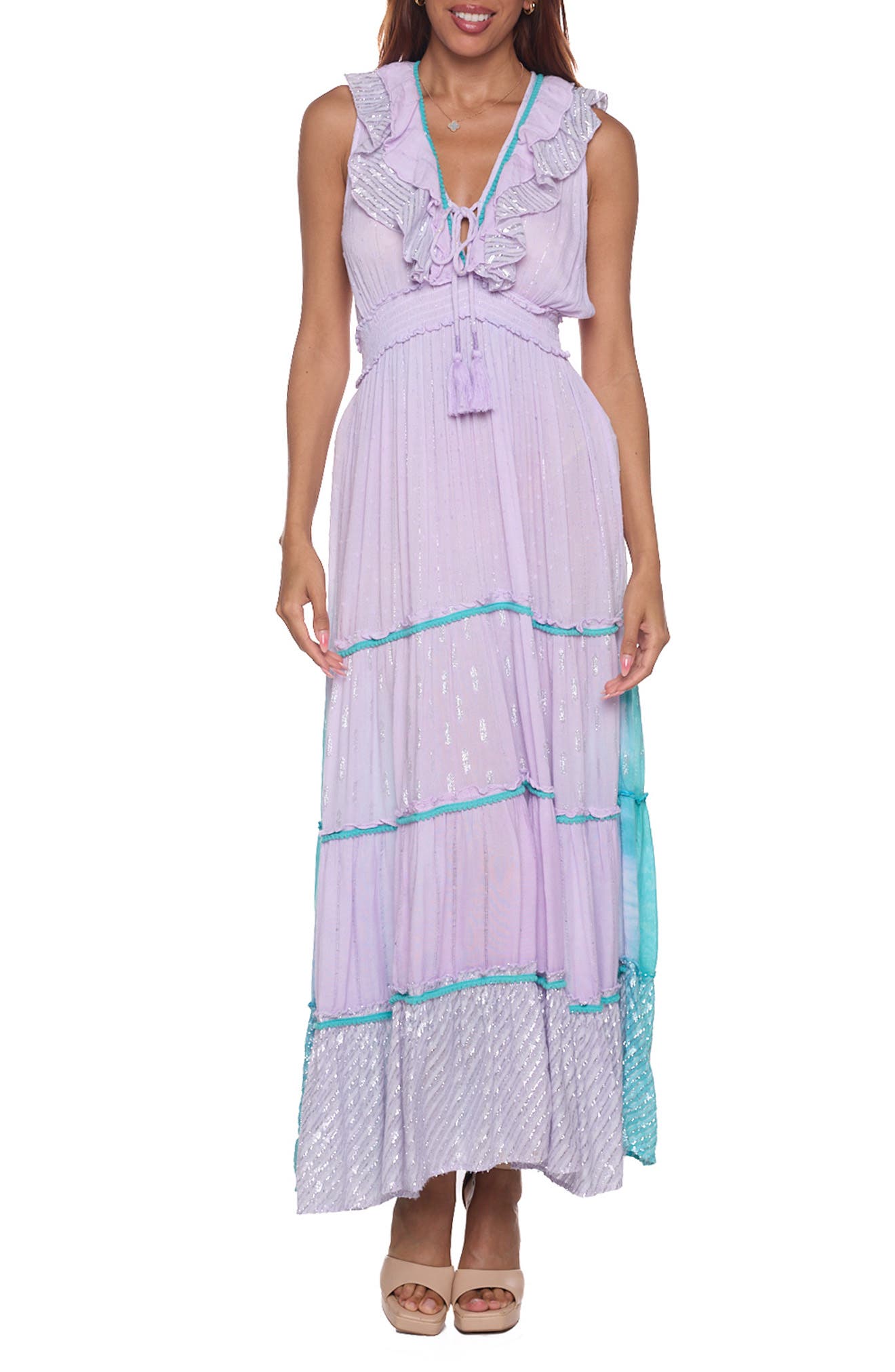 RANEES Colorblock Tiered Sundress