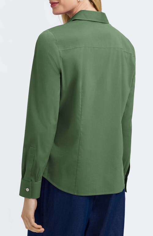 Foxcroft June Stretch Cotton Blend Button-up Shirt In Green