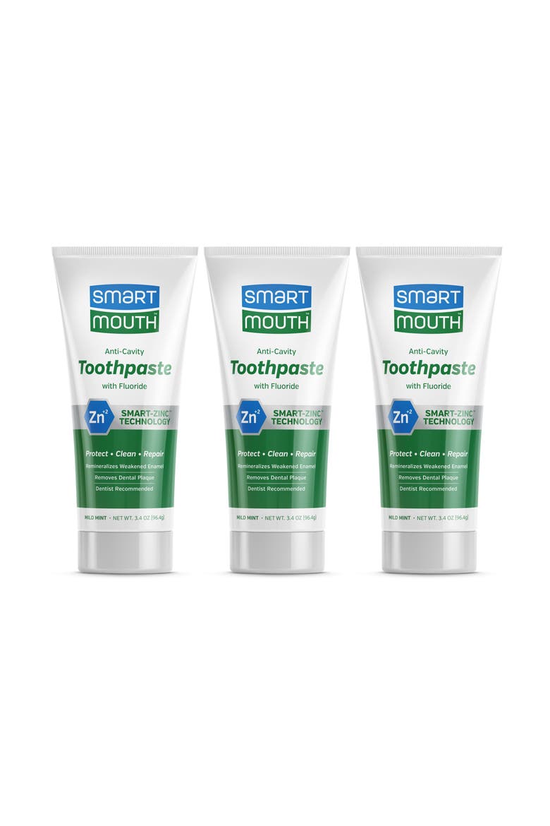 Anti-Cavity Fluoride Toothpaste with Zinc Enamel Strengthening 3-Pack, Main, color, Mild Mint