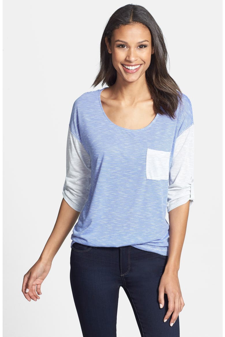 Colorblock Stripe Top, Main, color, BLUE/ GREY