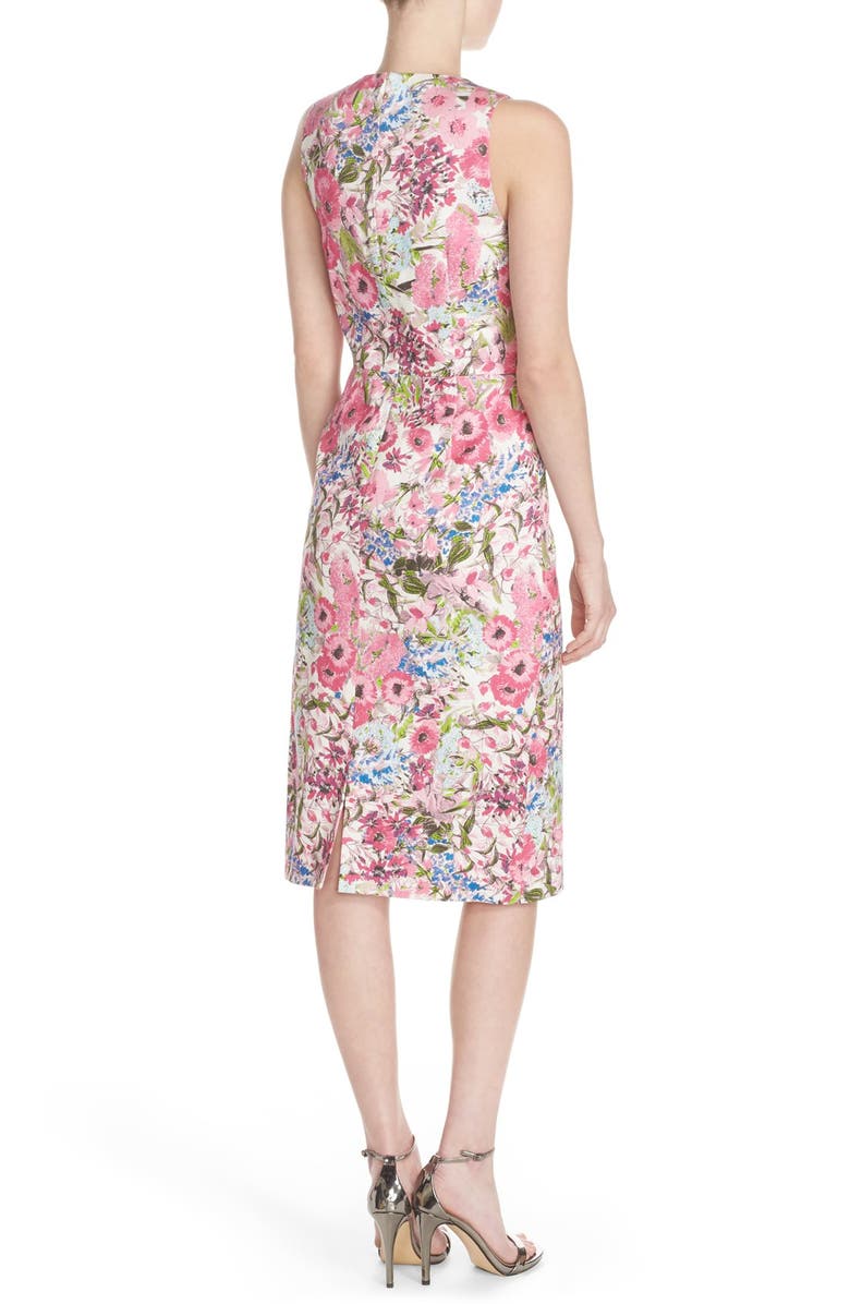 Maggy London Floral Print Stretch Cotton Midi Dress, Alternate, color, 