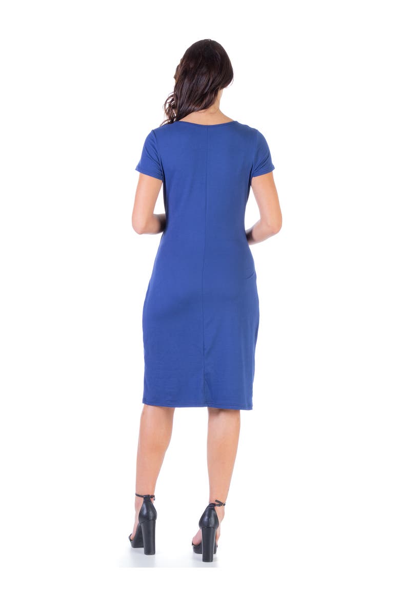 Maternity Faux Wrapover Dress with Cap Sleeves, Alternate, color, Navy