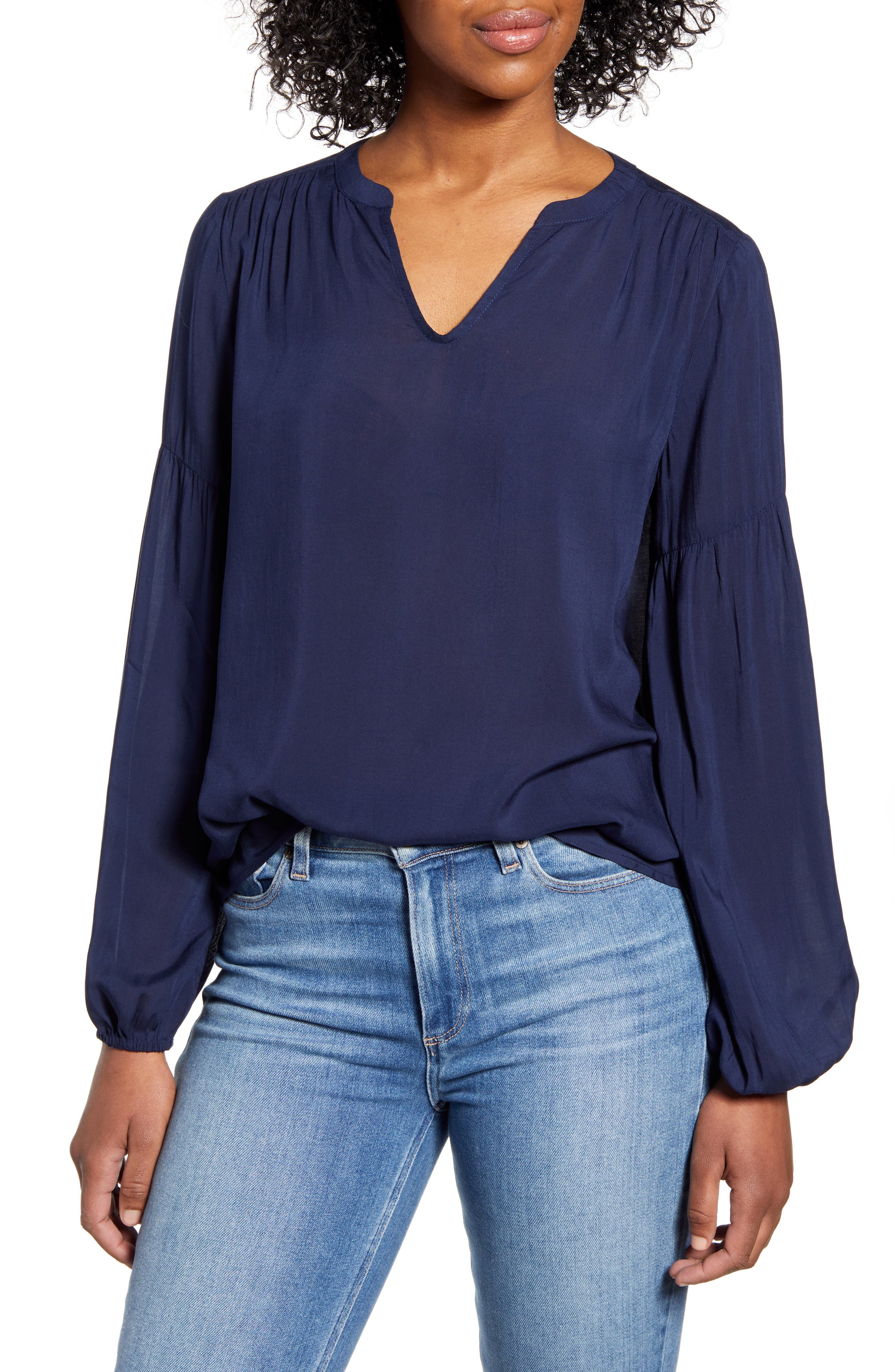 Caslon® Split Neck Top (Women) | Nordstromrack