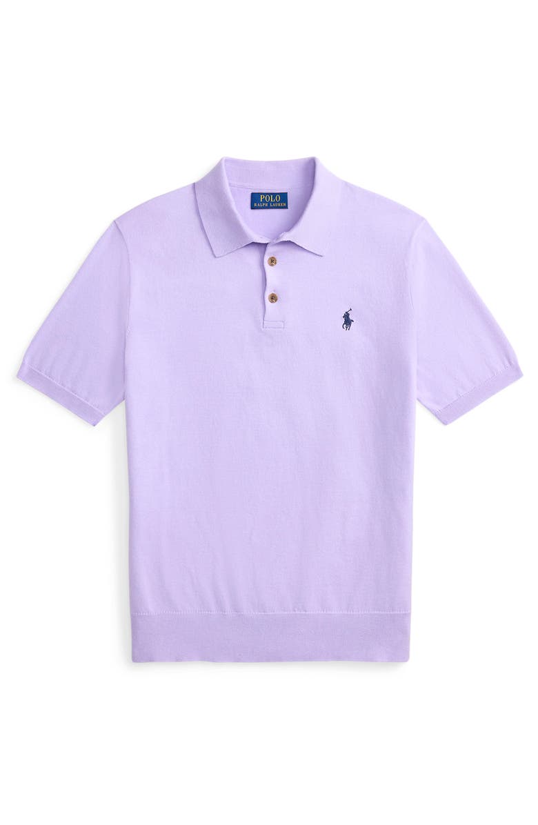Polo Ralph Lauren Short Sleeve Cotton Polo Sweater, Alternate, color, Powder Purple