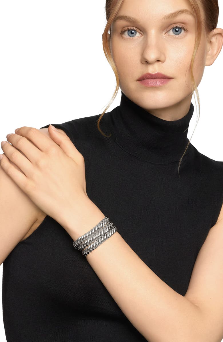 David Yurman Sculpted Cable Triple Wrap Bracelet in Sterling Silver, Alternate, color, Sterling Silver