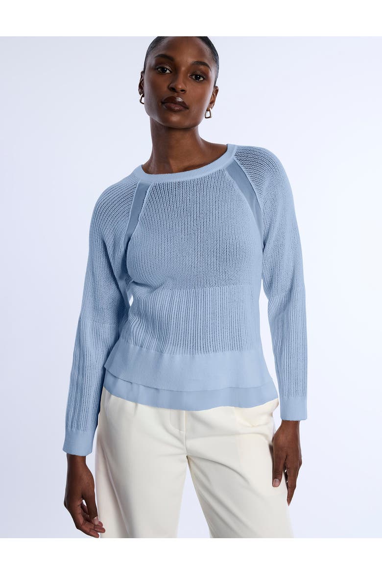 Pointelle Knit Sweater, Alternate, color, Cloud