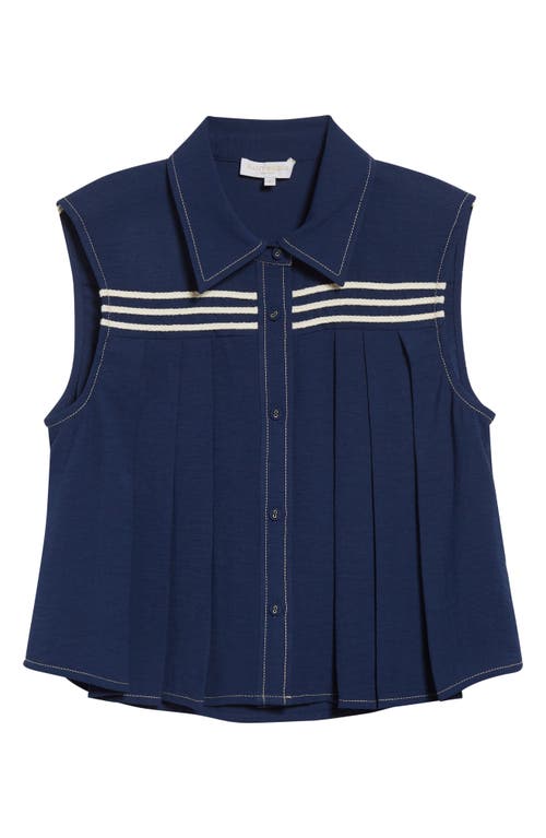 Shop Ramy Brook Laura Sleeveless Shirt In Spring Navy