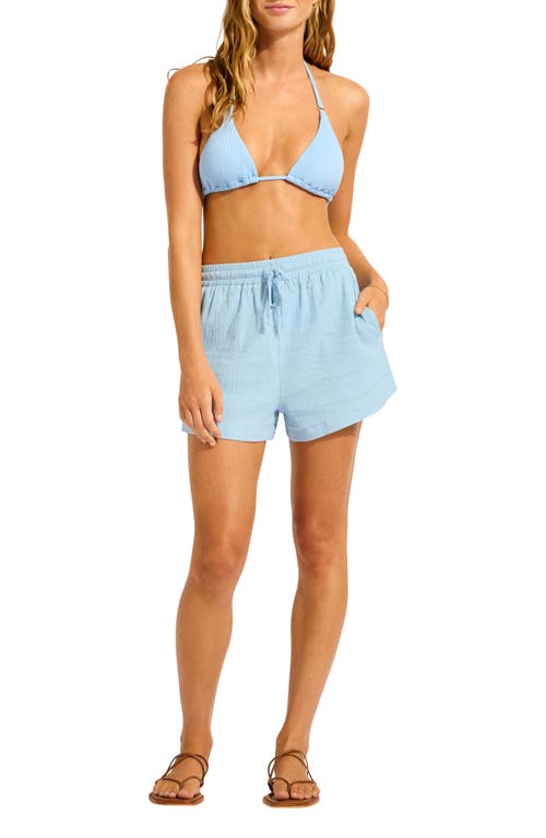 Seafolly Cotton Gauze Cover-up Shorts In Blue