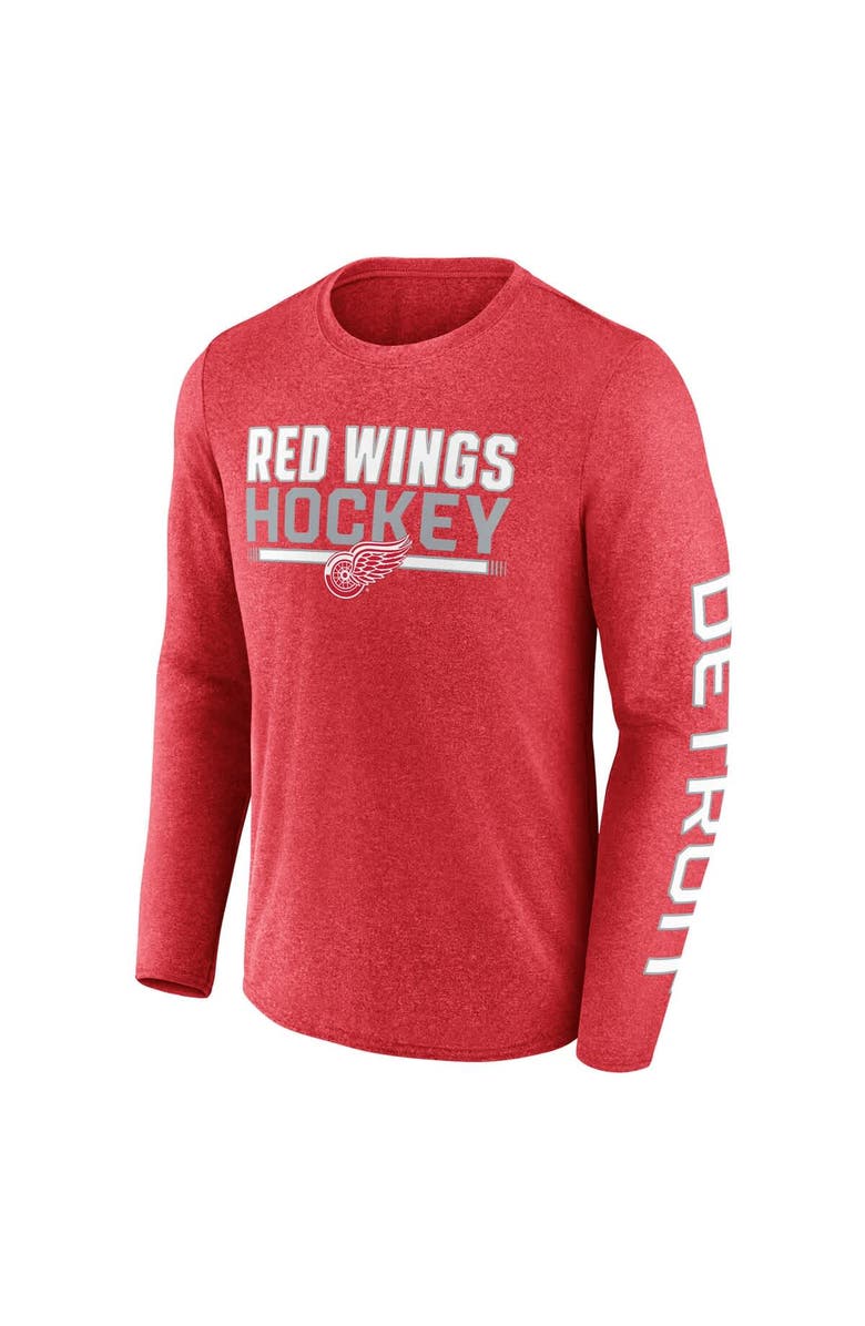 FANATICS Men's Fanatics Heather Red Detroit Red Wings Sweep Iconic Synthetic Long Sleeve T-Shirt, Alternate, color, Heather Red