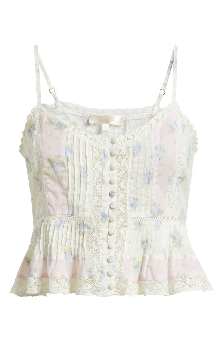 LoveShackFancy Aleni Lace Peplum Camisole, Alternate, color, Lilac Vanilla