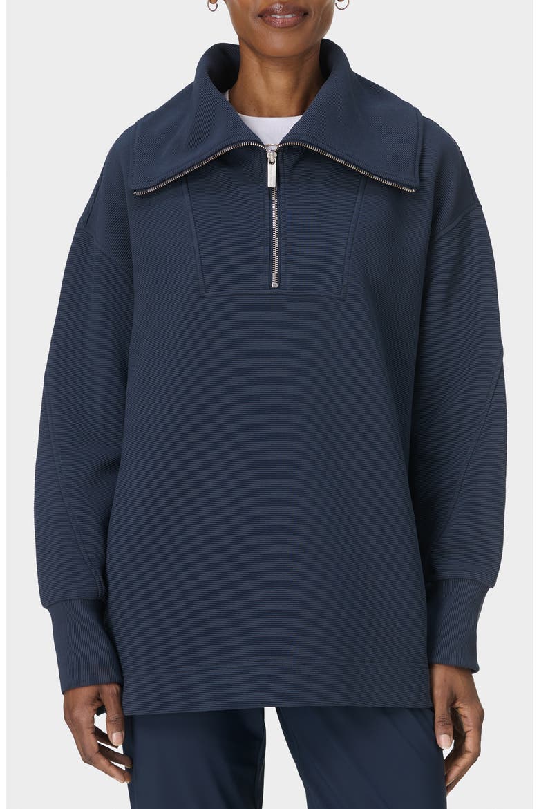 Peaceful Rib Half Zip Sweatshirt, Main, color, NAVY BLUE