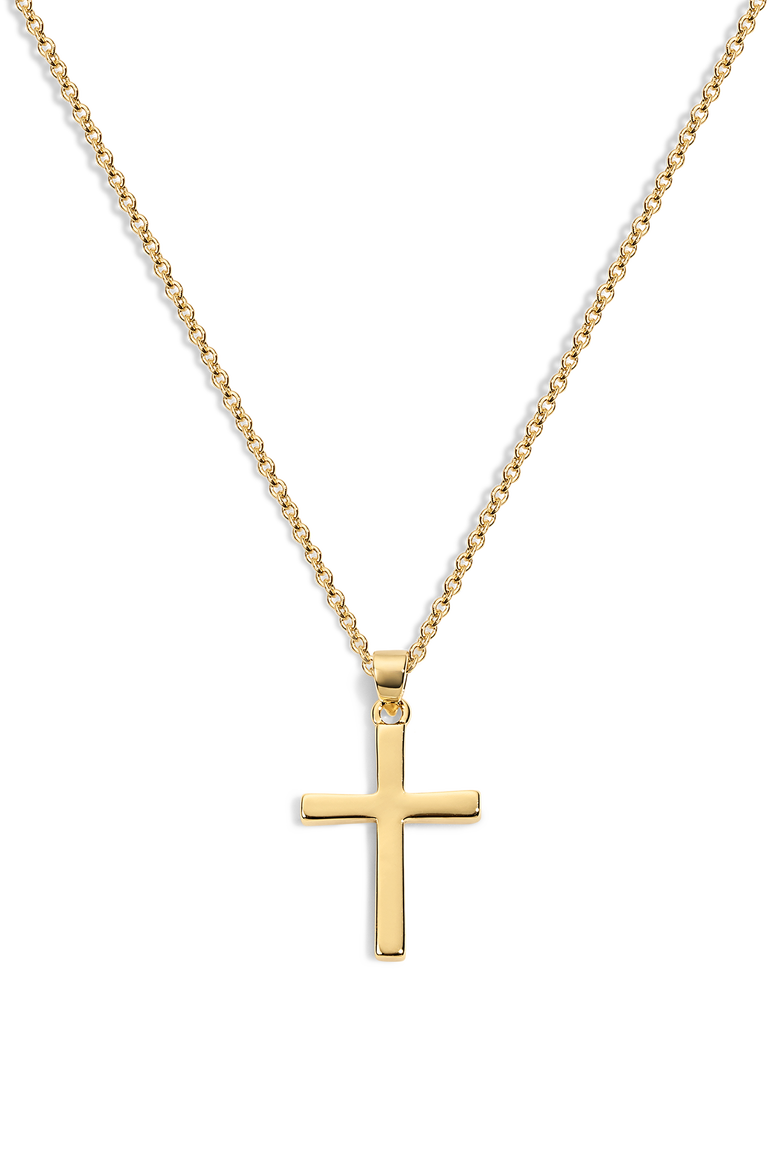 Everyday Cross Pendant Necklace, Main, color, Gold