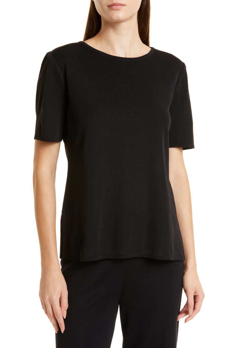 Short Sleeve Knit Tunic Top, Main, color, BLACK