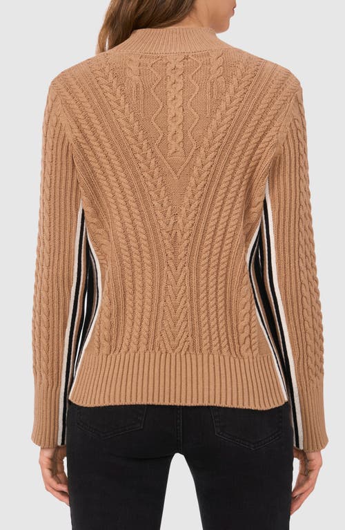 Halogenr Halogen(r) Mixed Cable Mock Neck Sweater In Brown