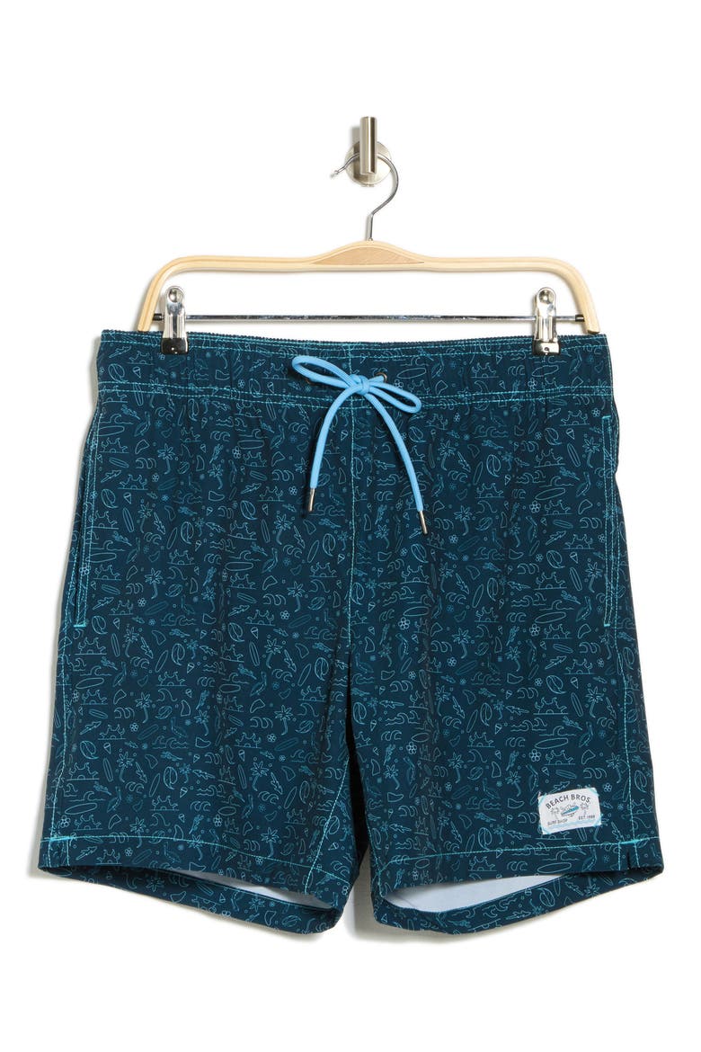 Beach Decal Swim Trunks, Alternate, color, NAVY