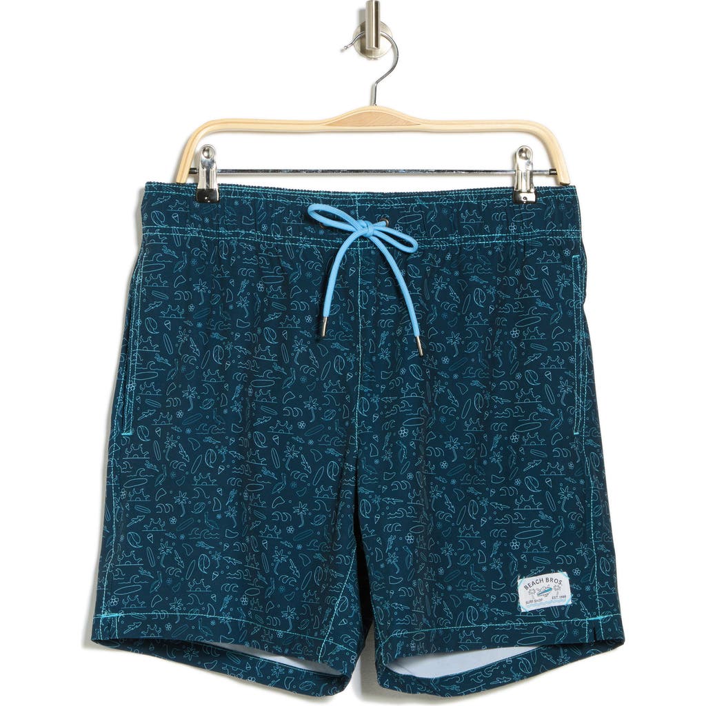 BEACH BROS BEACH BROS BEACH DECAL SWIM TRUNKS